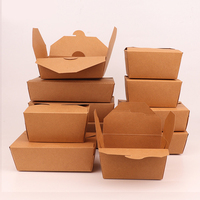 Boîtes d'aliments à emporter en kraft biodégradable écologique personnalisé Boîte à lunch d'emballage alimentaire en papier kraft