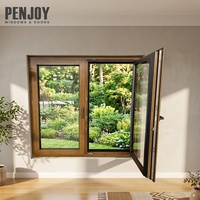 Ventana Residencial Personalizada de Apertura Interior, Triple Acristalamiento, Templada, con Recubrimiento Low-E, Hermética, con Rotura de Puente Térmico, Revestimiento de Madera, Abatible y Giratoria, de Acero Inoxidable