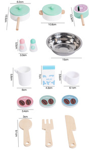 Cuisinière <span class=keywords><strong>à</strong></span> gaz en <span class=keywords><strong>bois</strong></span> colorée simulée et ustensiles de cuisine couverts <span class=keywords><strong>machine</strong></span> <span class=keywords><strong>à</strong></span> <span class=keywords><strong>café</strong></span> faisant semblant de jouer jouets - Product Image 4