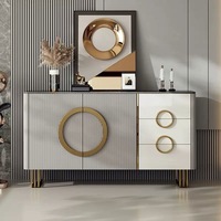 Buffet en bois massif de luxe léger, meuble de rangement pour salon avec étagères réglables, design moderne