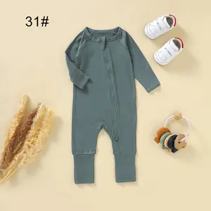 Engepapa, pijamas infantiles con cremallera, pijamas de bambú personalizados para bebés, 95% de bambú, 5% Spandex, ropa de dormir para bebés
