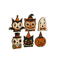 Plateau décoratif d'Halloween en bois, best-seller, avec fantômes, chats noirs, citrouilles et hiboux pour la décoration intérieure