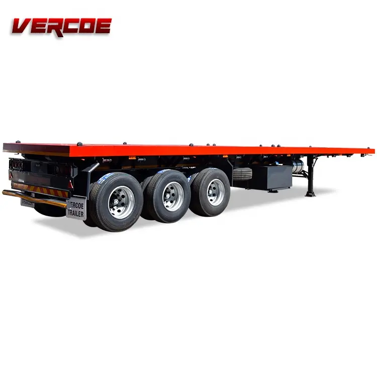 3 Axles 60 Ton 40 Ft Trailer Container Truck Flat Bed Trailers Flatbed Trailer
