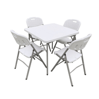 Table de repas carrée pliante moderne en plastique pour extérieur, 86 cm, résistante aux UV, empilable, pour villa, chambre et sous-sol