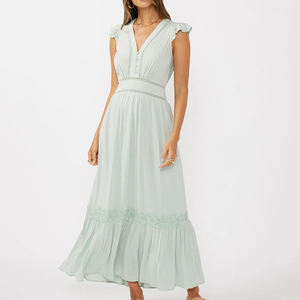 Manufacturer-designed Hawaiian-style comfortable V-neck casual <b>dress</b> custom 100% rayon <b>Maxi</b> <b>Dress</b> - Product Image 4