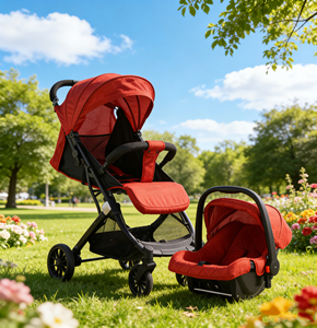 Sistema di Viaggio 3-in-1 per Bambini: Passeggino, <span class=keywords><strong>Seggiolino</strong></span> <span class=keywords><strong>Auto</strong></span> con Imbracatura a 5 Punti, Reclinabile, Chiusura a <span class=keywords><strong>un</strong></span> Pulsante, Telaio Pieghevole in Acciaio al Carbonio - Product Image 6