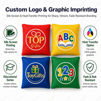 Poufs carrés en toile imprimés sur mesure, sacs de sable pour enfants, jeu de Cornhole, pouf en coton robuste pour l'école, l'éducation physique et les sports