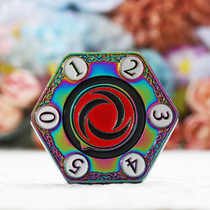 Monedas hexagonales giratorias de aleación de zinc con impresión UV a todo color, logotipo esmaltado, números personalizados, moneda de desafío de metal. - Product Image 2