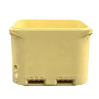 Boîte à poisson isotherme à double paroi en PU de 850 L, conteneur empilable avec base pour chariot élévateur pour le transport de fruits de mer