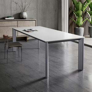 مجموعة بسيطة مربعة من الزجاج الرخامي الحجري المتلبد 6 أقدام تفاعلية للمطاعم أرجل من الألومنيوم الصلب - Product Image 2