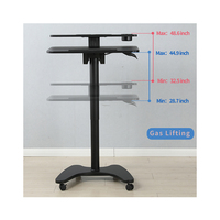 Bureau à domicile pneumatique réglable en hauteur Bureau à double couche pliable pour ordinateur portable Bureau debout mobile sur le lit Table élévatrice à gaz mobile