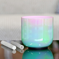 Ensemble bol chantant et calice en cristal de quartz coloré 440Hz/432Hz, quartz de pureté 99,99% pour l'équilibrage des chakras et la guérison sonore