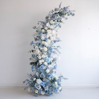Arche de mariage NINI de luxe faite à la main, personnalisée, couleur bleu poussière, avec fleurs en soie, qualité supérieure, roses, livraison rapide