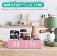 Boîte d'organisation de station de café de style américain avec séparateurs en bois Farmhouse Pink Accessories Organizer