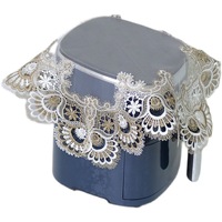 Housse anti-poussière en satin jacquard à dentelle pour friteuse, cuiseur à riz et micro-ondes ; Nappe carrée anti-poussière de style européen pour plateau à thé