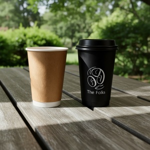 Gobelet en papier double paroi Sunshine personnalisé avec revêtement PE pour boissons chaudes, anti-fuite, jetable, pour boissons froides, 16 oz, gobelet à café jetable en papier - Product Image 1