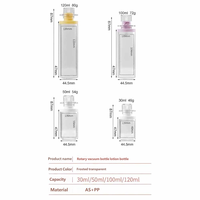 Flacon pompe airless à verrouillage rotatif 30ml 50ml 100ml 120ml en AS PP, flacon de lotion sous vide, emballage cosmétique anti-fuite en gros
