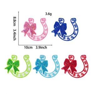 Patch thermocollant en forme de fer à cheval Texas, brodé de sequins, 10 cm, pour la décoration de chapeaux, vêtements et sacs - Vente chaude en stock - Product Image 3