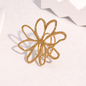 Çiçek Desenli Bant <span class=keywords><strong>Boho</strong></span> Yüzük Su Geçirmez Kararma Yapmaz Takı 18 Ayar Altın Kaplama Charm Kadın Aksesuarları Toptan ALN26030766 - Product Image 4