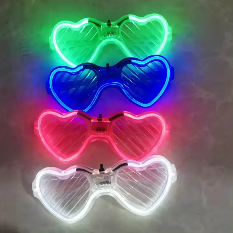 Colorido EL Luminous Heart Shape Gafas Led Light Up Gafas para Bar KTV Navidad Fiesta de cumpleaños Decoraciones de Año Nuevo