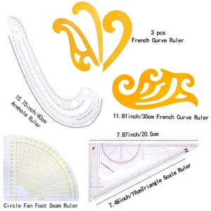 MCZ-111 Wholesale 7 style fashion protractor ruler sewing tailor ruler pattern ruler