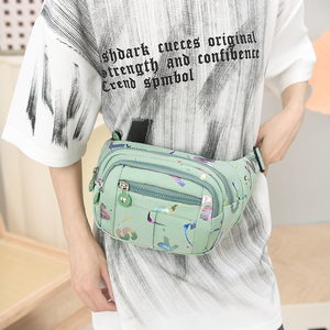 Sac banane en nylon grande capacité avec fermeture éclair, imprimé tendance, style urbain, sac à bandoulière croisé pour femme, à porter à la taille ou à l'épaule - Product Image 4