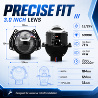 Projecteur Bi-LED Laser 3 Pouces 71W Faisceau Haut 44W Faisceau Bas 6000K 12V 24V Phares LED de Voiture Rétrofit Automobile Éclairage Auto