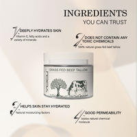 Crème hydratante pour le visage non parfumée au suif de boeuf biologique Lotion pour le corps nourrie à l'herbe 100% au suif de boeuf biologique