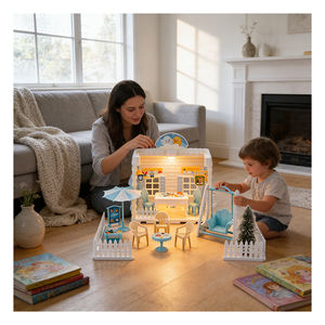 Mini Villa de Plástico, Casa de Muñecas con Balcón, Dormitorio, Cocina, Baño, Muebles, Juego de Imitación, Regalo para Niños y Familia - Product Image 4