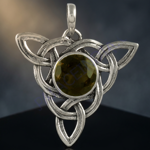 Colgante de Nudo Celta de Plata 925 con Piedra Preciosa de Citrino, Estilo Geométrico Vintage, Amuleto Unisex para Uso Diario, Marca Hecha en Rajasthan - Product Image 4