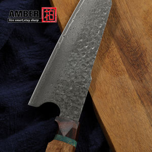 Nuevo Diseño, Cuchillo Kiritsuke Damasco Hecho a Mano de 67 Capas, Patrón Martillado con Acabado Ácido, con Cómodo Empuñadura Arqueada de Madera Dura - Product Image 3
