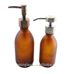 Flacons en verre ambré pour <span class=keywords><strong>savon</strong></span> moussant, distributeur de <span class=keywords><strong>savon</strong></span> en verre, pompes métalliques, 500 ml, 300 ml, 200 ml - Product Image 5