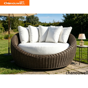 Chaise longue d'extérieur rotative toutes saisons, en <span class=keywords><strong>résine</strong></span> <span class=keywords><strong>tressée</strong></span> avec structure en aluminium - Product Image 4