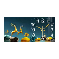 Nouvelle Horloge Murale Moderne Populaire avec Peinture sur Cristal Encadrée pour Restaurant, Décoration Murale Artistique pour la Maison