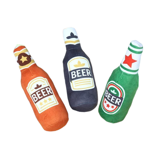 Factory Wholesale Eco-Friendly Dog Toys Stylish Puppy Plush in Red Wine Bottle Shape Interesting Beer Design for Puppies Gifts