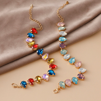 Nouveautés : Bracelet chaîne à maillons géométriques en diamant, bracelet scintillant avec cristaux colorés et strass en forme de goutte d'eau pour les soirées