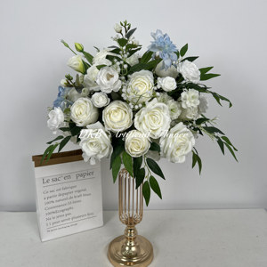 ลูกบอลดอกไม้ประดิษฐ์ขนาดใหญ่ลูกบอลดอกไม้ผ้าไหมสีขาวสำหรับงานแต่งงาน - Product Image 1