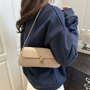 Fashion Lock Underarm Handbag Personalized and Versatile Shoulder <b>Bag</b> Solid Color Waterproof with PU Lining - Product Image 2