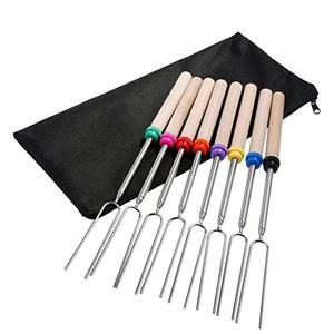 Hot bán tre gỗ xử lý <span class=keywords><strong>Marshmallow</strong></span> BBQ xiên thép không gỉ BBQ thanh telescoping <span class=keywords><strong>Marshmallow</strong></span> rang gậy - Product Image 4