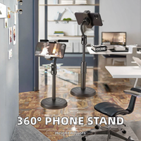 Support de bureau rotatif à 360 degrés pour téléphone/tablette, support de diffusion en direct pliable et télescopique multifonctionnel pour utilisation sur bureau