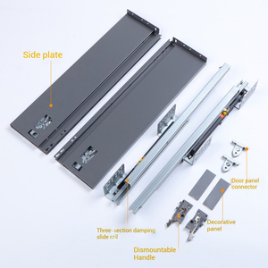 Meuble de boîte à tiroirs en métal mince moderne pour la salle à manger chambre à coucher appartement armoire de cuisine coulissante dissimulée fermeture douce - Product Image 2