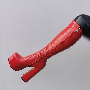 Botas de Tacón Grueso Súper Cómodas para Mujer, de Cuero, Talla 43, con Cierre Lateral, Tacón Alto, Plataforma, Zapatos de Moda hasta la Rodilla, Talla 47 - Product Image 6