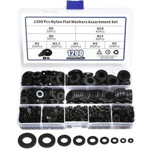 Nylon Flat <b>Washers</b> M2 M2.5 M3 M4 M5 M6 M8 M10 M12 Black 1200Pcs For <b>Car</b> Aviation Mechanical Indoor Use - Product Image 2
