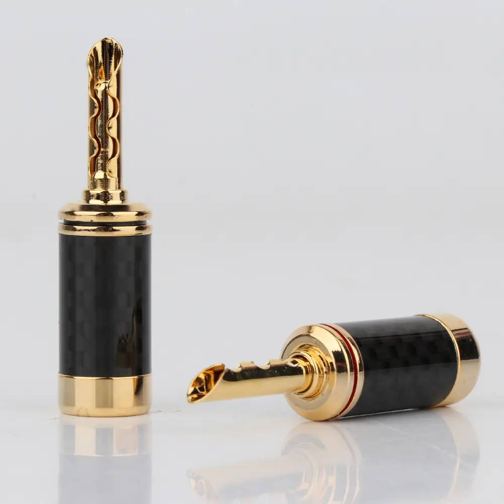 Adaptador de conector de Audio BFA, enchufe de Banana chapado en oro de fibra de carbono, 4mm