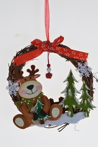 Christmas decoration Wicker wreath festive decorations with Santa Claus/Reindeer/bear decoration - Product Image 4