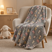 Tissu polaire corail imprimé mouton mignon, directement de l'usine, largeur 170 cm, 790 g/m², 100 % polyester, pour couverture, oreiller, textile de maison