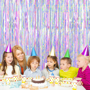2 Stück Geburtstags feier Hintergrund Folie Vorhänge Metallic Lametta Folie Fransen Vorhänge Photo Booth Hintergrund für Baby-Dusche Hochzeit - Product Image 4