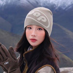 New Rappelle Knitted <b>Beanie</b> Hat with Letter Design Digital Printing Common Warm Winter Cap Unisex Casual Outdoor Wear 56-58CM - Product Image 4