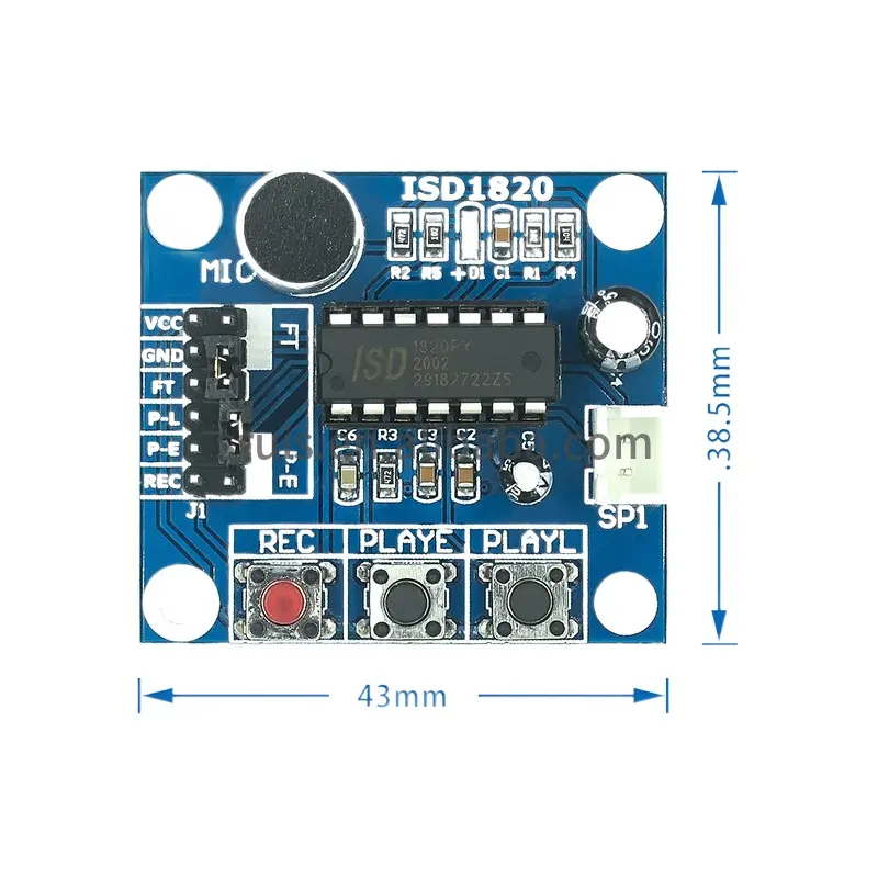 マイクサウンドオーディオスピーカーを備えたISD1820ボイスレコーダーモジュール録音モジュール