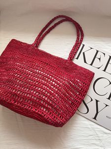 Borsa a Spalla da Donna 2026 Nuovo Stile in Rafia Lavorata a Mano all'Uncinetto, Intrecciata a Rete con Chiusura Aperta e Due Cinghie, Ideale per Vacanze al Mare - Product Image 6